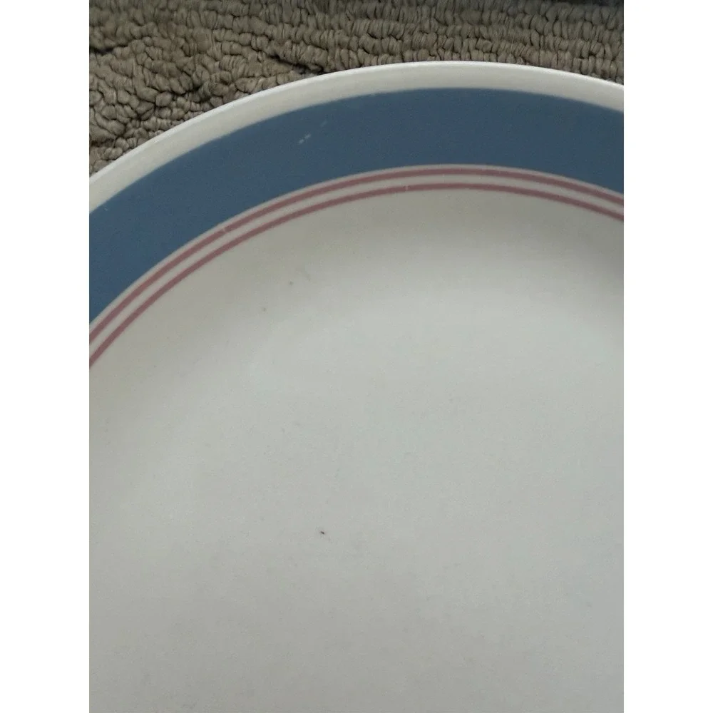 Corelle Colonial Blue Pink Ring Dinner Plate-set of 3